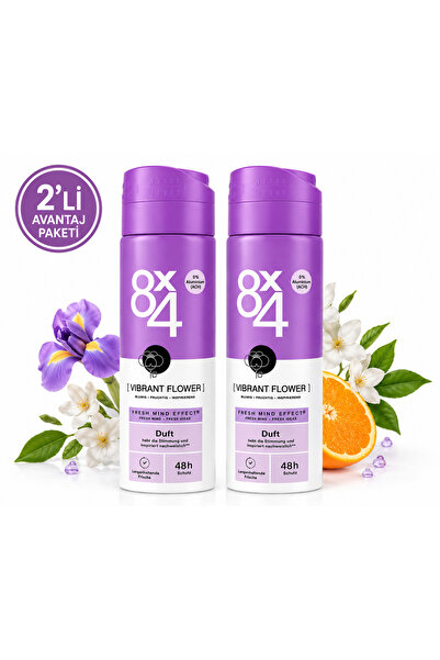 8x4 Vibrant Flower Sprey Deodorant 150 ml | Çiçeksi Meyvemsi Koku | 48 Saat K...