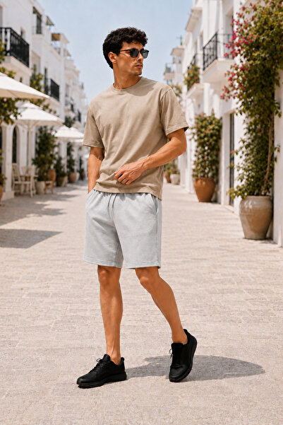 De Carte Men's Plain Shorts+Crew Neck T-Shirt Stylish Summer Comfortable Fit ...