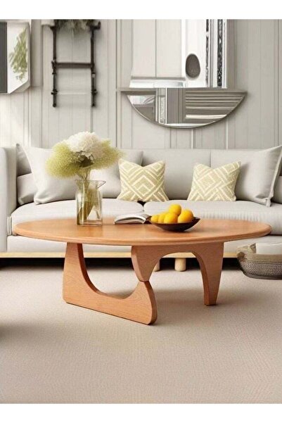 Raffine Mid Century Abstract Design Modern Coffee Table with Wood Frame Small...