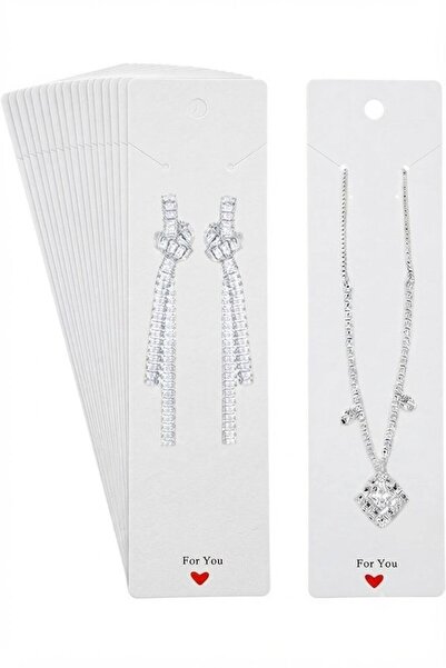 Orbak Kağıt Premium White Jewelry Display Cards 100 Pieces |   Necklace and E...