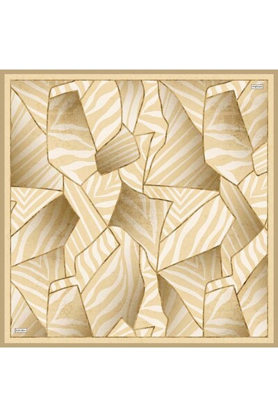 Levidor Yellow Zebra Patterned Twill Silk Scarf