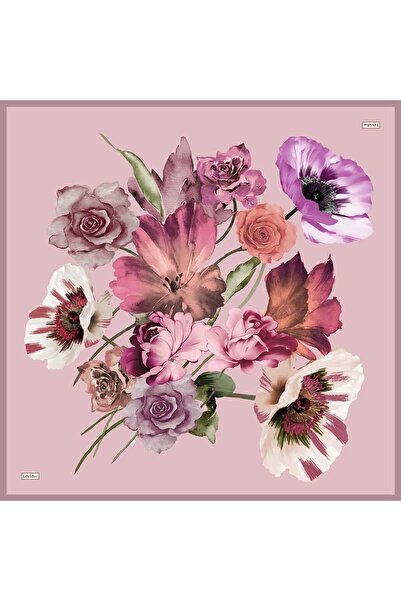 Levidor Powder Rose Pattern Twill Silk Scarf