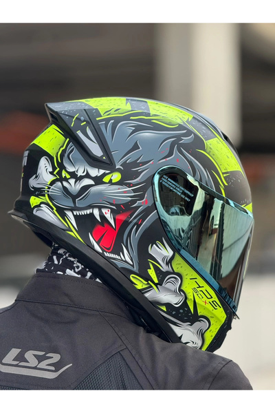 50.X WILD MAT SİYAH-NEON SARI KASK (SARI VİZÖR)