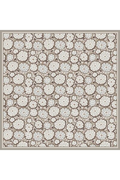 Levidor Beige Daisy Pattern Sura Silk Scarf