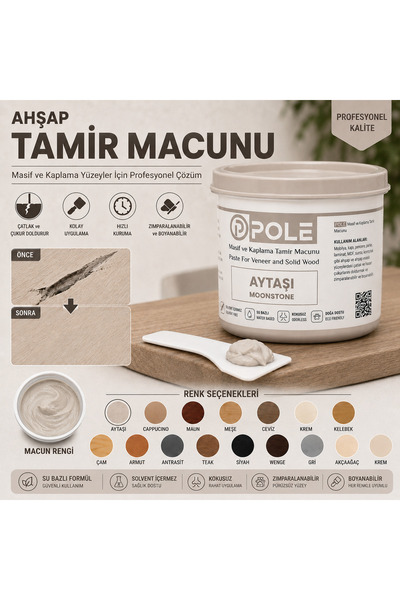 POLE Ahşap Tamir Macunu Su Bazlı Çatlak Dolgu Macunu Mobilya MDF Kapı Parke D...