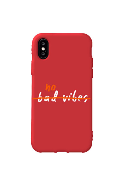 Other Apple iPhone Xs Max No bad vibes 2 Red Colored Silicone TPU Θήκη