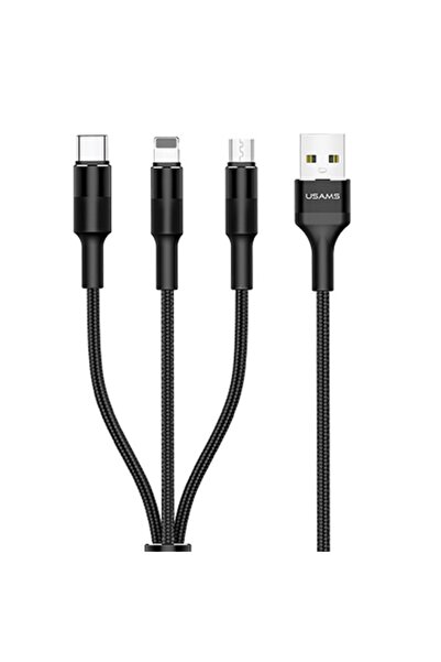 Usams Cablu de încărcare și date 3-în-1 USB-A la USB-C/Lightning/Micro USB, 1...