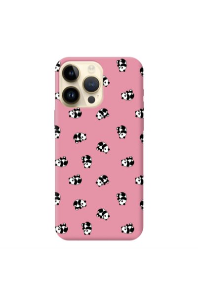 Other Apple iPhone 13 Pro Max Small Pandas Pink Colored Silicone TPU Θήκη