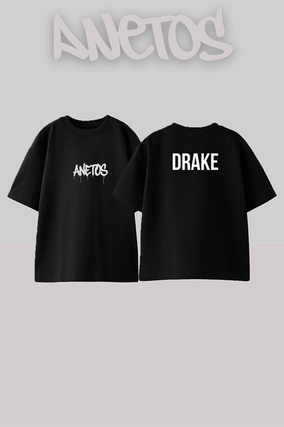 Anetos Drake Rapper_3 Design Printed Unisex Oversize Black Tshirt