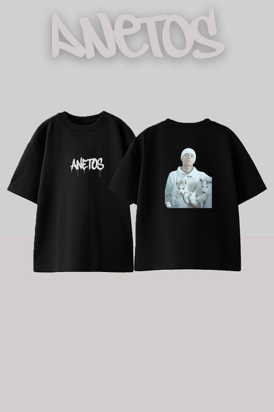 Anetos Central Cee Huskies dizajn, štampana unisex majica oversize crne boje