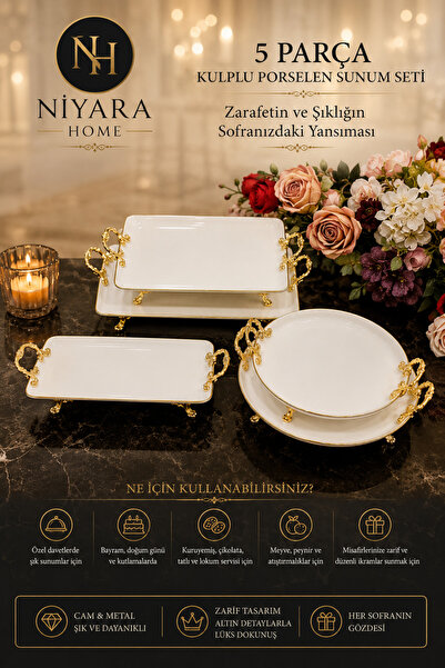 Niyara home Porcelain 5-Piece Porcelain Presentation Set with Handles the Ref...