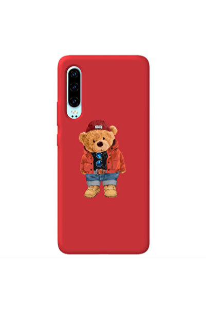 Other Huawei P30 Bear in a hat Red Colored Silicone TPU Θήκη