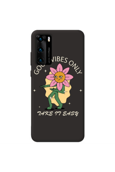 Other Huawei P40 Good Vibes Only Black Colored Silicone TPU Θήκη