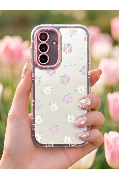 Samsung Galaxy S24 FE Compatible Case Camera Shielded Mirrored Patterned Glossy Luxury Color Hard Cover