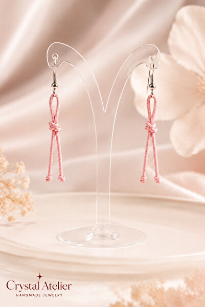 Crystal Atelier Pink String Earrings Handmade Coquette Dangle Women's Earrings