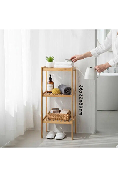 OSKA GLOBAL Multi-Purpose Shelf - Organizer 3-Tier Wood - Bamboo 36X32X80Cm