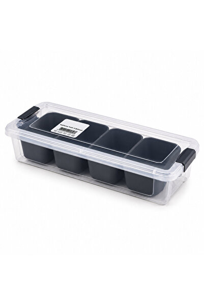 Go İthalat 35X7Cm Transparent Box - Black Compartmented Storage Container wit...