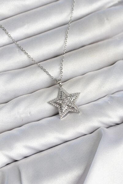 Generic Brand 316L Steel Chain Silver Color Zircon Stone Star Model Women's N...