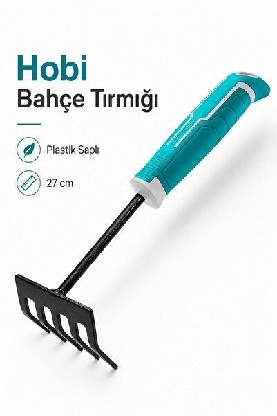 Badem10 Hobi Bahçe Tırmığı 27 cm Plastik Saplı Çiçek Saksı Toprak Çapa Havala...