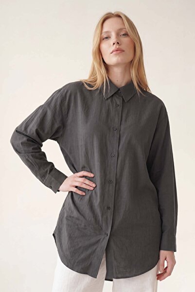 Levidor Dark Gray Bat Sleeve Poplin Shirt