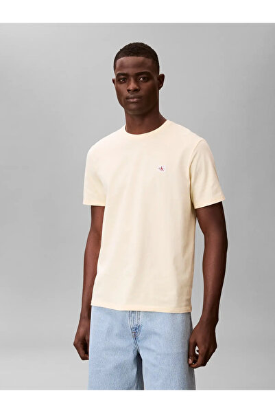 Calvin Klein SS BADGE 30S JERSEY, 41M, S Krem Erkek T-Shirt