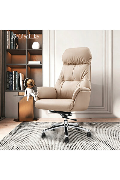 GoldenLike High Back Executive Office Chair with Lockable Recline, Premium PU...