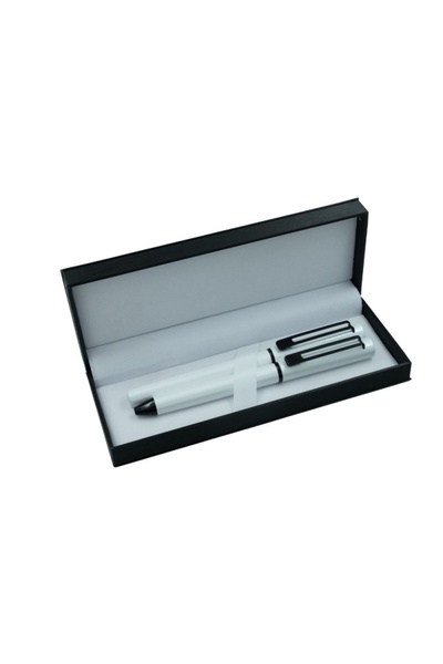 MC Micostore Set cadou stilou + pix Office-Cover, metalic, alb perlat cu negr...