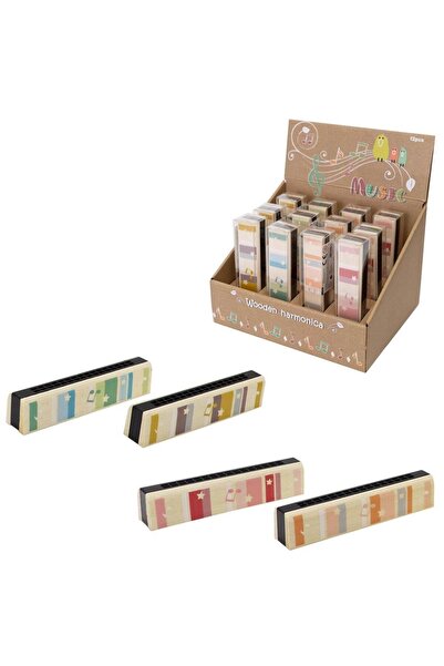 Askato Harmonica de lemn multicolor pentru copii