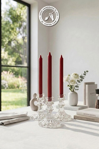 Glamis Selen Concept Linea Model Cam Şamdan & Mumluk Küçük Boy 3'lü Set