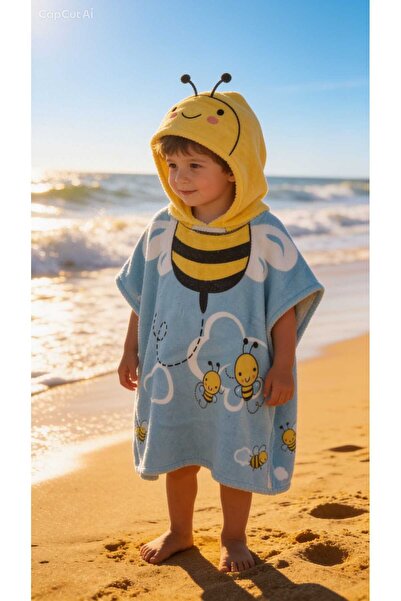 Buude Kids Pamuklu Baskılı Panço 3-4 Yaş