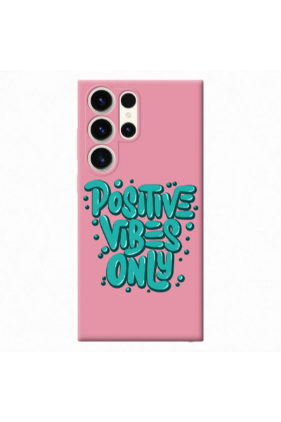 Other Samsung S24 Ultra Positive Vibes Only Pink Colored Silicone TPU Θήκη