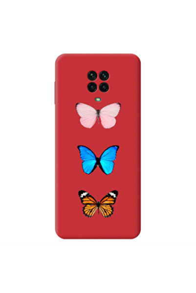Other Xiaomi Redmi Note 9 Pro Triple Butterfly Red Colored Silicone TPU Θήκη