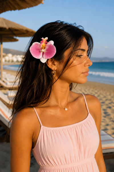 Design 4N Beyaz Pembe Orkide Aloha Pens Toka