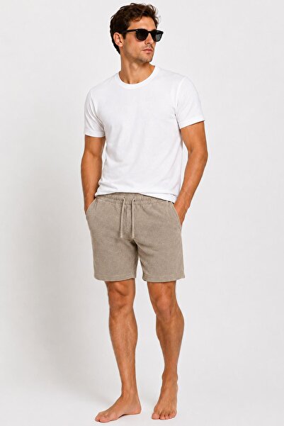 Hawaii Beach Stone Gray Terry Fabric Comfortable Fit Men's Combed Cotton Shor...