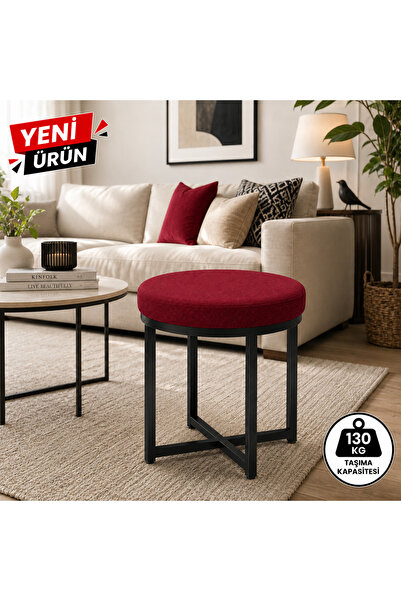 EDMONDA EV AKSESUAR ZİRO TEKLİ PUF TABURE BENCH MAKYAJ SANDALYESİ SİYAH AYAK