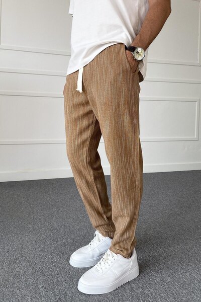 Alışveriş Sokağı 100% Cotton Woven Men's Trousers with Narrow Legs