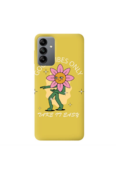 Other Samsung A04S Good Vibes Only Yellow Colored Silicone TPU Θήκη