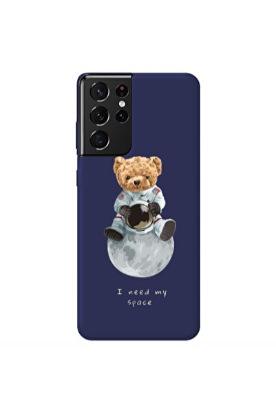 Other Samsung S21 Ultra Bear in space Dark blue Colored Silicone TPU Θήκη