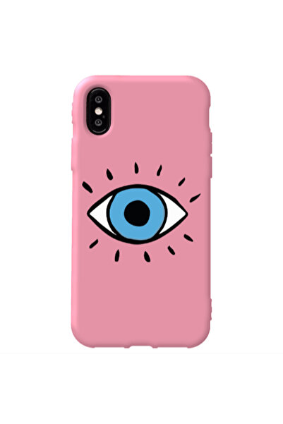Other Apple iPhone Xs Max Shining Eye Pink Colored Silicone TPU Θήκη