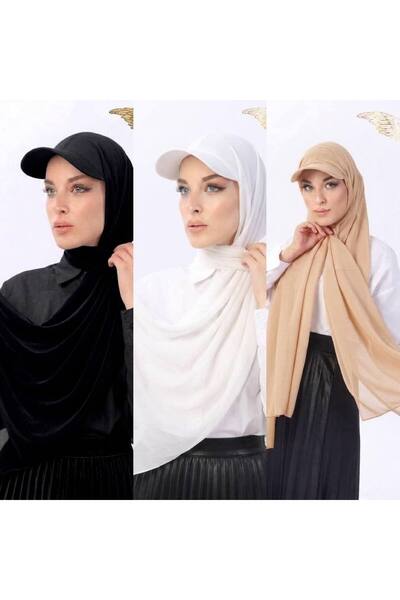 ALDAIYR Ready-Made Shawl Hijab with 3 Hats Sandy