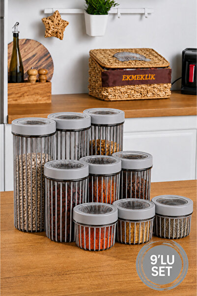 Stile Cucina 9-Piece Linea Round Storage Container Set 3X(0.50 Liter, 1.1 Lit...