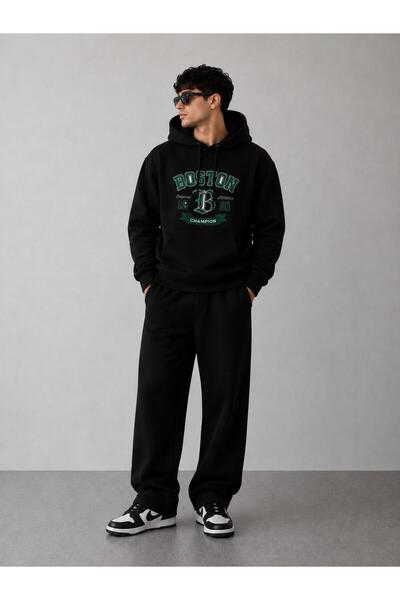 caddekombin Unisex Men'S/Women's Boston Printed Kangaroo Pocket Hooded Sweats...