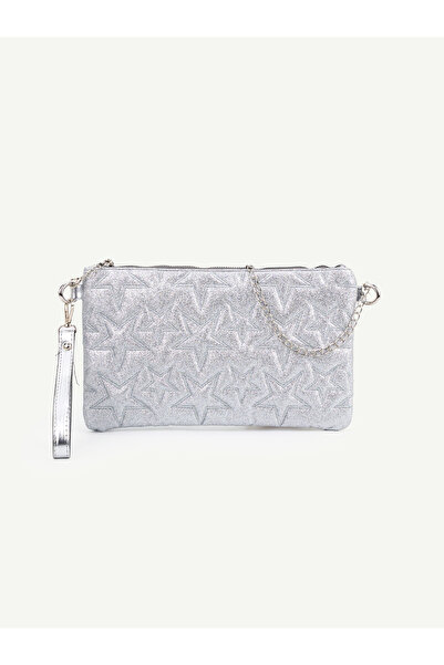 Mojeva Γυναικεία τσάντα Clutch & Portfolio με λουράκι αλυσίδας σε ασημί απόχρ...