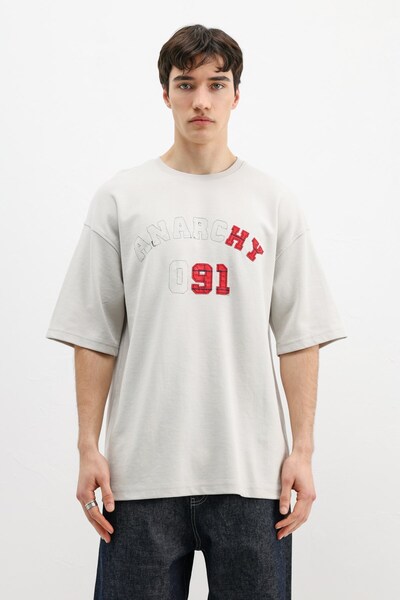 VAMOSCLO Oversize Printed T-Shirt Light Gray