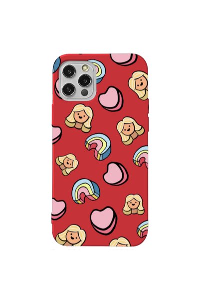 Other Apple iPhone 12 Pro Max Girl rainbow and hearts Red Colored Silicone TP...