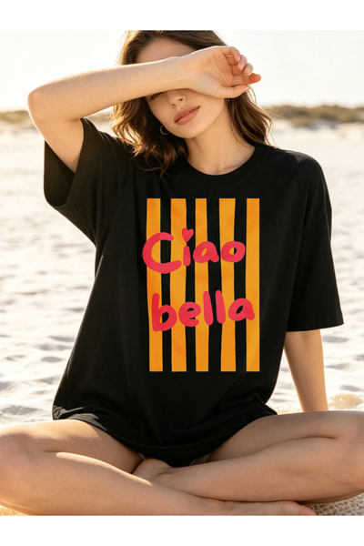 Fleck Casual Style T Shirts For Men Ciao Bella Print Personalized Shirts