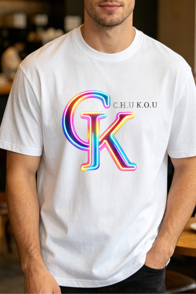 Fleck Colorful Gradient Logo T Shirts For Men Chukou Mens Printed T Shirts