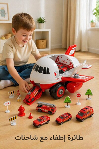 Generic 1 Abs Inertial Fire Rescue Airplane Playset Lights Sound 4 Fire Truck...