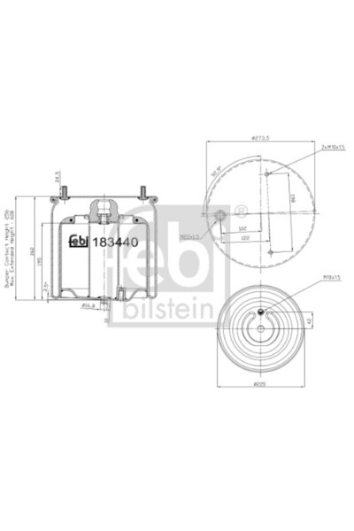 FEBI BILSTEIN Perna de Aer (diametru: 220/273mm) Daf Cf Xf 106 Xf Ii Xg Xg+ 1...