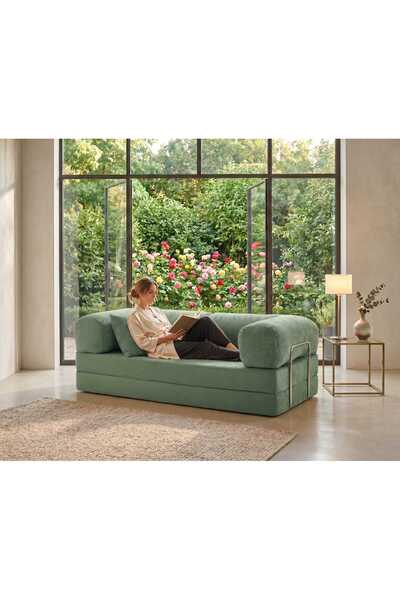 NESTİME Nestime® 180x90 Modüler Sünger Koltuk-Legoom Kanepe Fitilli Kadife Yı...